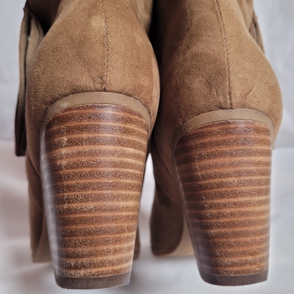 Nine West Inwood Leather Tan Ankle Boots Women's Size 10M Fringe - Picture 5 of 13
